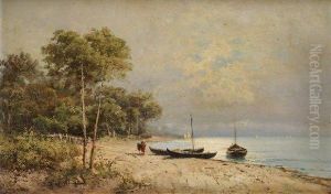 Coucher Desoleil En Bord De Mer by Alfred Godchaux