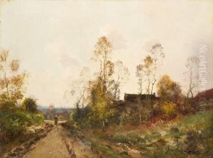 Paysanne Sur Un Chemin De Campagne by Emile Godchaux