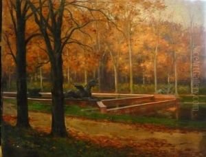 Bassin Dans Le Parc De Trianon by Charles Leon Godeby