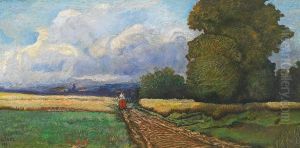 Sommerliche Erntelandschaft Mit Figurenstaffage by Carl Godel