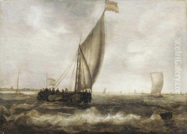 Coastal Scene With Small Craft Under Sail - view 1