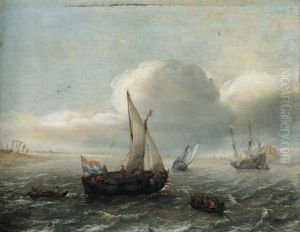 A Fishing Boat And Other Dutch Vessels Under Sail Off The Coast A Fishing Boat And Other Dutch Vessels Under Sail Off The Coast