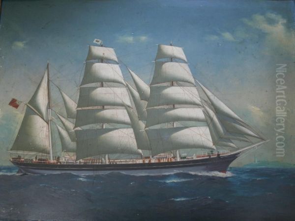 The Barque Alliance Under Full Sail Off A Lighthouse - view 1