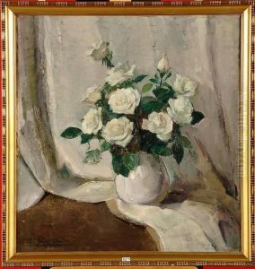Les Roses Blanches by Ernst Jean Joseph Godfrinon