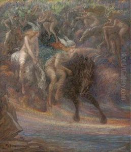 The Valkyries Bringing The Bodies Of The Heroes To Valhalla by Adrien Godien