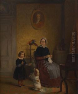 Interieur Au Perroquet by Jacobus Ludovicus Godinau