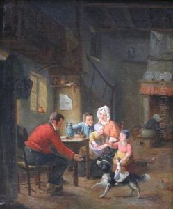 Gezin In Een Kempisch Interieur - Famille Dans Un Interieurcampinois. by Jacobus Ludovicus Godinau