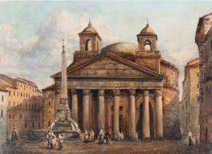 Popolani A Piazza Del Pantheon by Carl Goebel