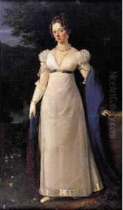 Portrait D'une Femme En Robe Blanche by Karl Peter Goebel