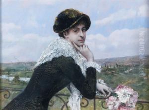 Portrait D'une Elegante Au Balcon