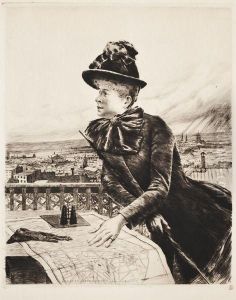 Jeune Femme Regardant Paris Des Hauteurs De Montmartre by Norbert Goeneutte