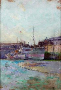 Bateau A Quai Dans Le Port De Dieppe