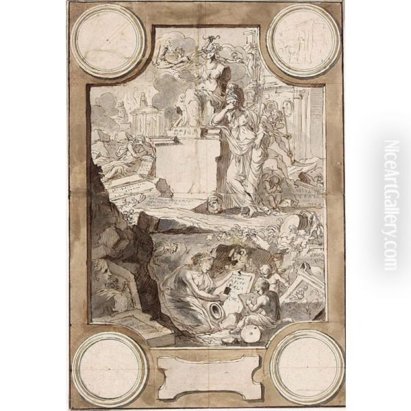 Design For A Frontispiece: An Allegory Of The Decline Of Classical Civilization - view 1