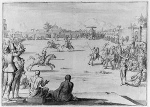 Explorers Visiting An Eastern Tournament With Horsemen And Anelephant by Jan Goeree