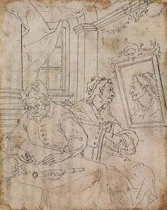The Money Changer And His Wife--an Allegory Of Vanity by Gottfried Bernhard Goetz
