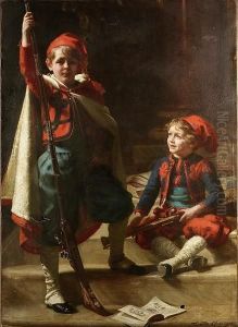 'zouaves'- Portrait Of Francis And Philip Mond, Sons Of Emile Mond, Esq. by Sigismund Christian Hubert Goetze