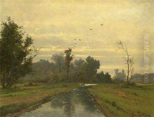 Flusslauf Mitkrahen In Der Dammerung by Heinrich Gogarten