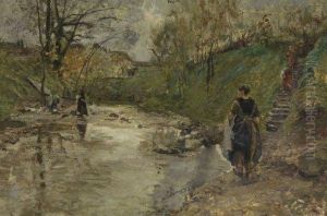 Les Lavandieres by Emilio Gola