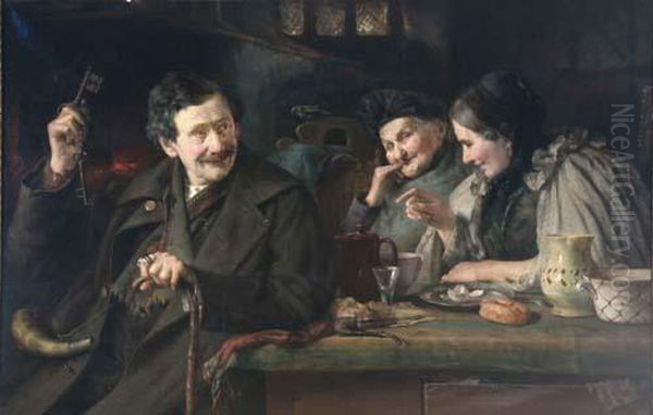 Stubeninterieur Mit Jagersmann Und Zwei Bauerinnen - view 1