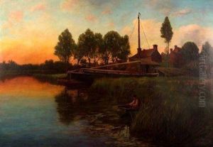 Broads Scene At Sunset