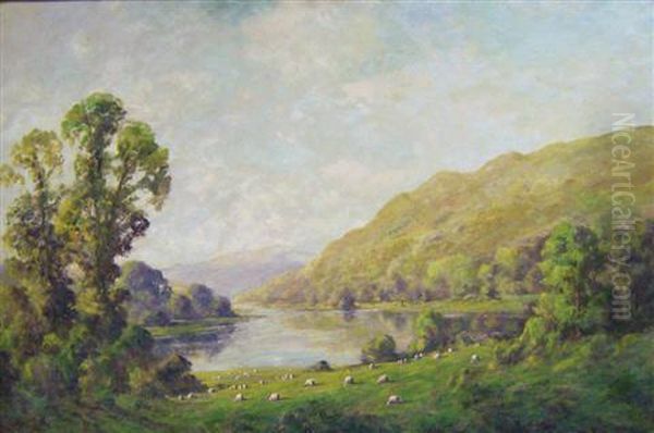 Depicting A River, Mountain And Pastoral Scene - view 1