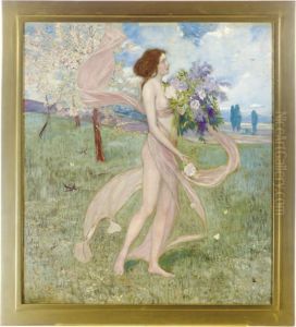 Fruhling (girl Among Blossoming Trees) by Alexander Demetrius Goltz