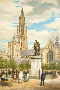De Groenplaats Te Antwerpen by Frans Gons