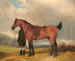A Hunter And A Groom In A Landscape. by Thomas Gooch