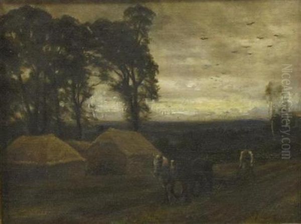 Ploughing At Dusk - view 1