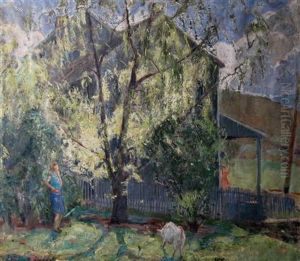 Garden Scene With Figure by William Goodall