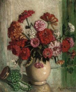 Flowers And Green Beads
