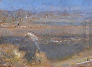 Watercolour And Bodycolour,
Salisbury Towards Old Sarum by Albert Goodwin