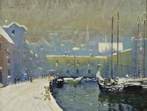Boston Wharf In Winter