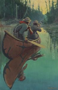 Hunters In A Canoe by Philip Russell Goodwin
