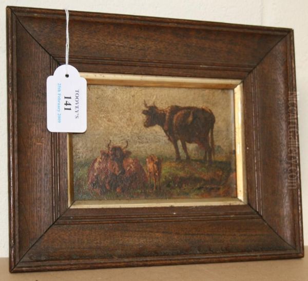 View Of Two Cows And A Calf Within A Landscape - view 1