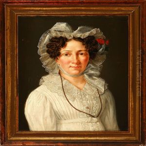 Portrait Of A Young Womanin A White Dress by Carl Goos