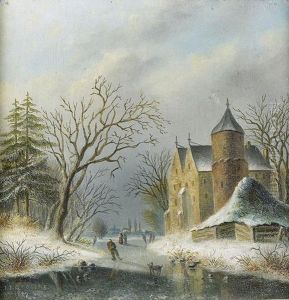 Winterliches Eisvergnugen by Gerardus Goossens