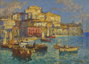 The Harbour At Naples by Konstantin Ivanovich Gorbatov