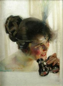 Flapper Girl With Binoculars by Leon Gordon