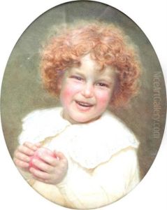 A Young Boy With An Apple by William Henry Gore
