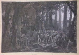Scene Celtique Au Clair De Lune by Auguste Francois Gorguet