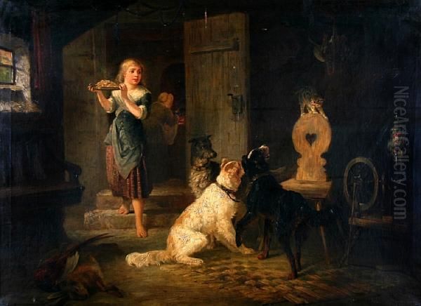Dogs And Cat In A Game Larder - view 1
