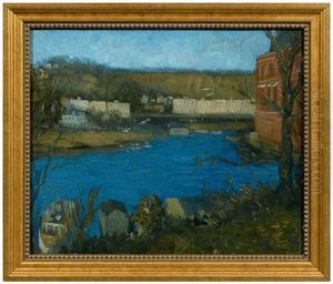 Industrial Landscape With River by Aaron Harry Gorson