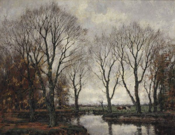 Cows Along The Vordense Beek In Autumn - view 1