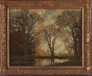 Pastoral Autumn Landscape With Grazing Cows by Arnold Marc Gorter
