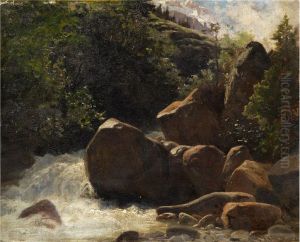 Felsige Berglandschaft Mit Einemgebirgsbach Zwischen Grosen Felsbrocken by Albert H. Gos