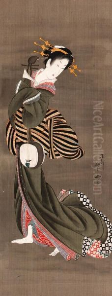 Geisha With Shamisen - view 1