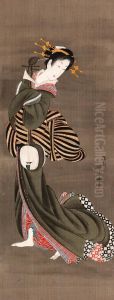 Geisha With Shamisen by Hotei Gosei