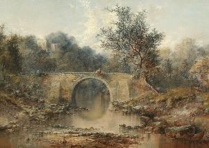 Boy Fishing From A Bridge, Haddon Hall (?) Beyond Boy Fishing From A Bridge, Haddon Hall (?) Beyond