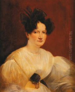 Portrait De Jeune Femme En Robe Blanche Ornee D'un Bouquet De Violettes by Nicolas Louis Francois Gosse